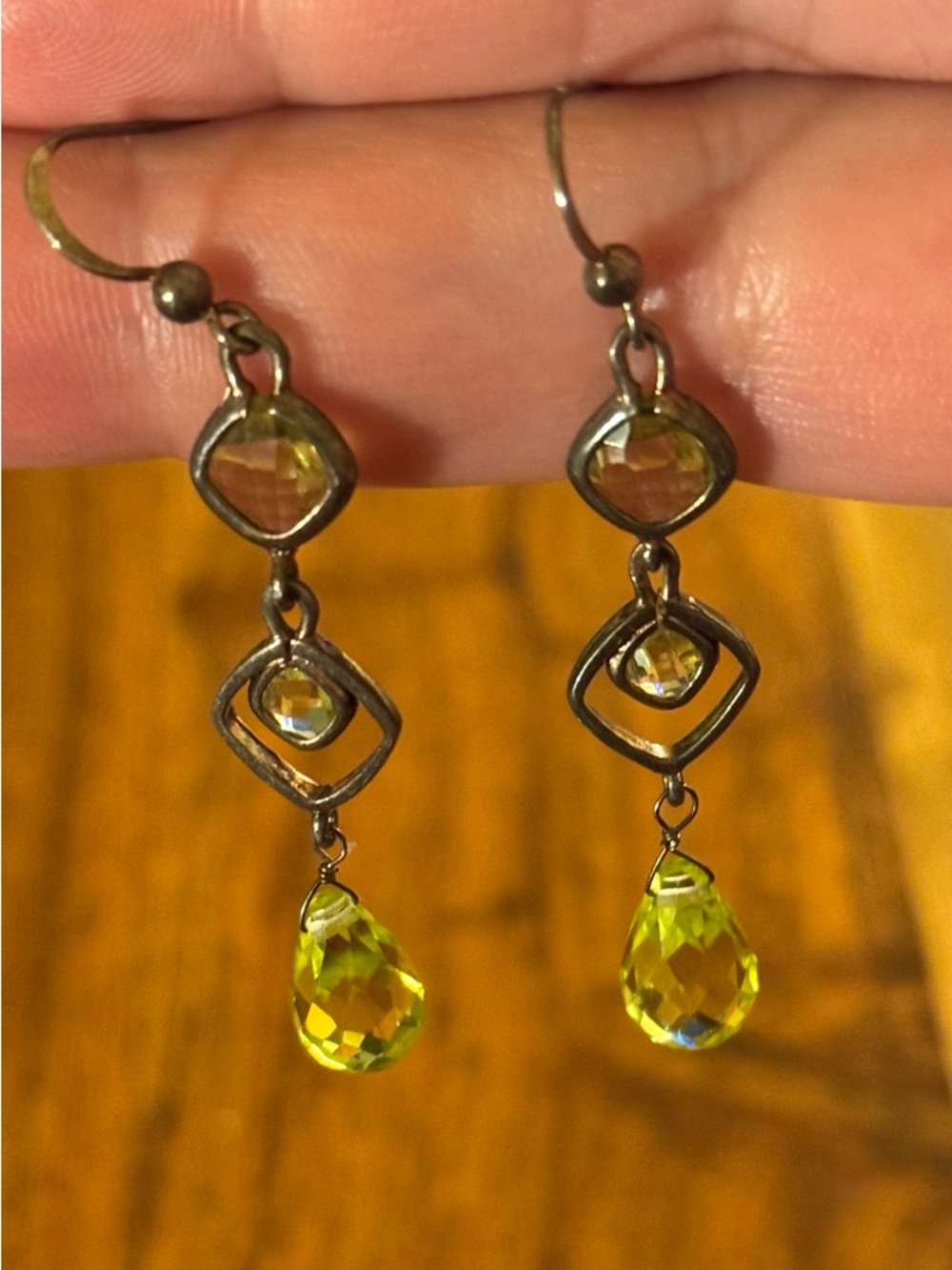 Lemon Quartz Crystal Sterling Drop Earrings - Picture 6 of 13